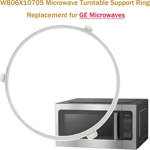 Vista 3 de Anillo de soporte de placa giratoria de microondas de 9.5 pulgadas WB06X10705 para microondas GE con rodillos, bandeja de horno de microondas