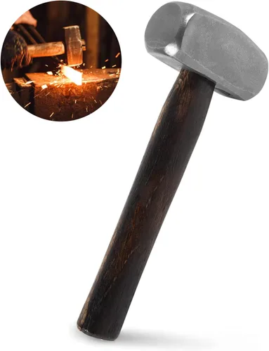 Vista 7 de Herrero 3LB Martillo de forja hecho a mano para herrador, fabricante de cuchillos, herramienta de forja de herrero