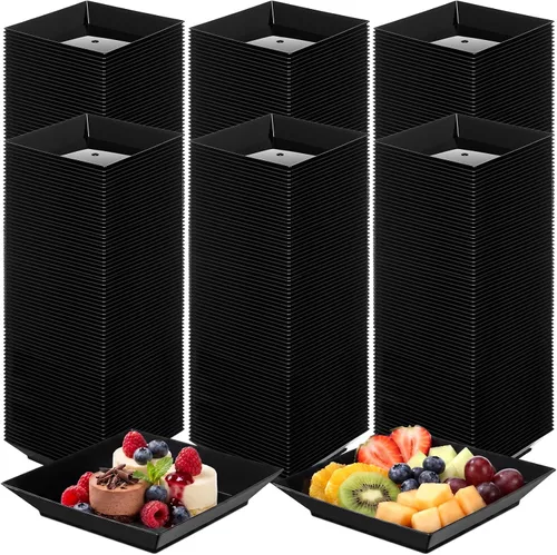 Vista 9 de 200 Piezas Platos Cuadrados Mini para Postre de 2.5 x 2.5 Pulgadas Platos Desechables para Aperitivos Platos Pequeños de Plástico Transparente