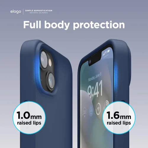 Vista 6 de elago - Funda compatible con iPhone 14, funda de silicona líquida, funda protectora de cuerpo completo, a prueba de golpes, funda delgada