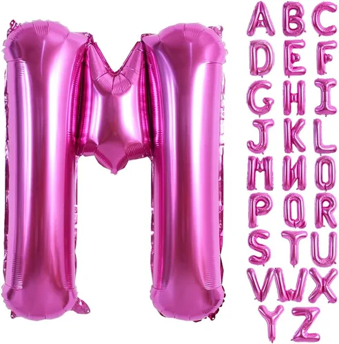 Vista 21 de TONIFUL Globos grandes de 40 pulgadas de color rojo rosa con letras B, globos gigantes de letras del alfabeto, globos grandes de Mylar