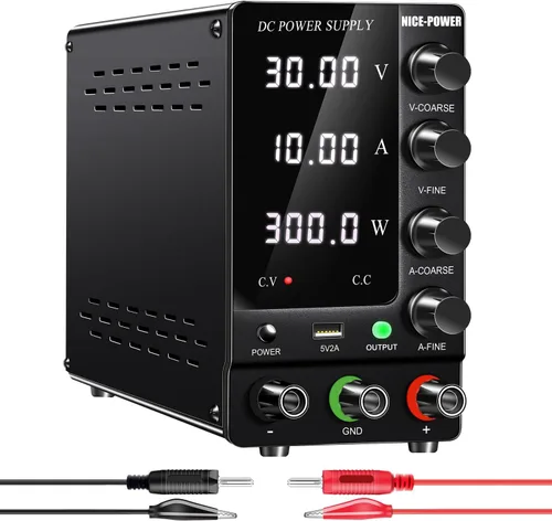 Vista 9 de NICE-POWER Fuente de alimentación CC variable 30V 10A, fuente de alimentación de banco de CC regulada de conmutación ajustable con interruptor