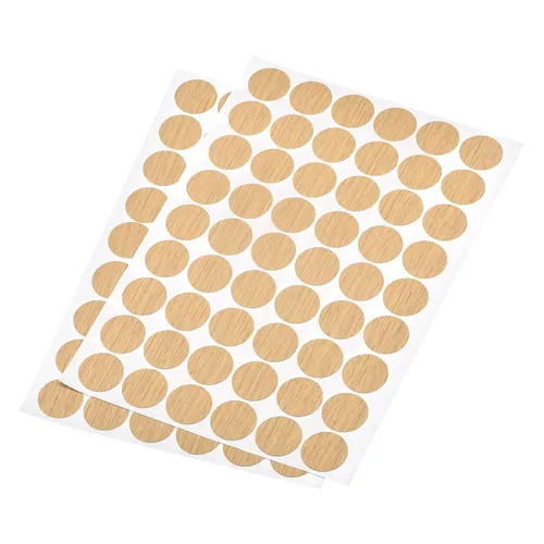 Vista 6 de uxcell Adhesivos de cubierta de agujero de tornillo, 0.827 in de diámetro, de PVC, autoadhesivas, tapas para muebles de madera, gabinete