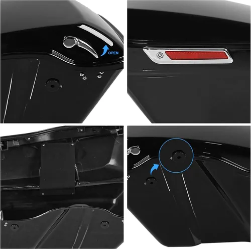 Vista 8 de TCMT Alforjas duras y forros para alfombra + luz LED para guardabarros traseros para Harley 2014-2024 Touring Road King Road Glide Street Glide