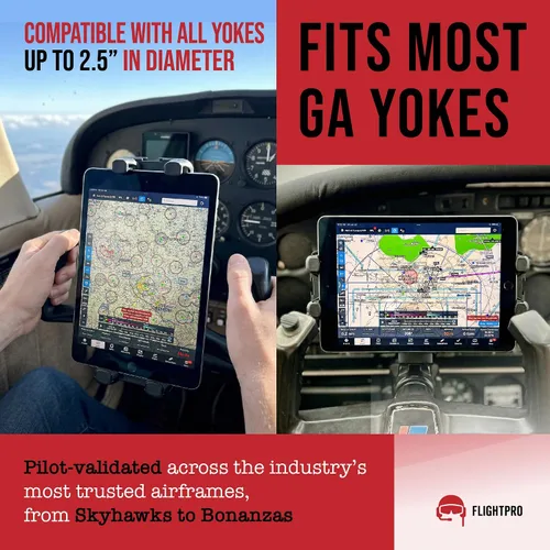 Vista 7 de FlightPro ProAviator - Soporte de yugo para iPad Pro 12.9", iPad mini y teléfonos, para pilotos