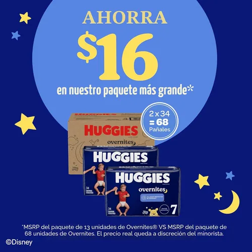 Vista 4 de Pañales Huggies Overnites talla 7, 60