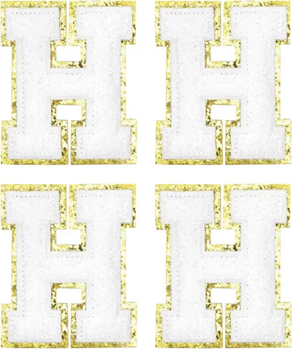 Vista 12 de MECCANIXITY 4 parches de letras de felpilla termo-adhesivas con letras del alfabeto blanco, S de 3 pulgadas de altura para ropa, zapatos, sombreros