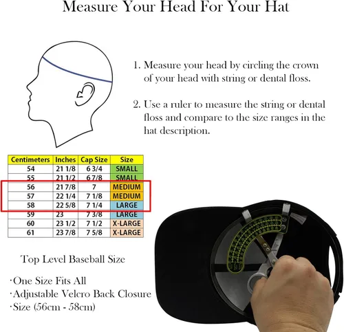 Vista 7 de Top Level Baseball Cap Men Women - Classic Adjustable Plain Hat