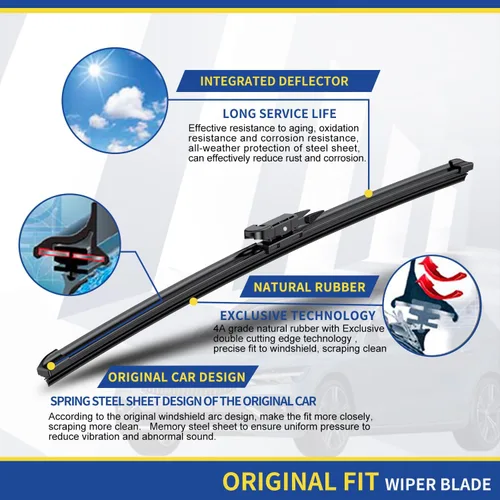 Vista 4 de ANRDDO Limpiaparabrisas de repuesto de fábrica para Audi A6 C6 S6 A6 2005-2011 Juego de limpiaparabrisas de 22"+22" con bloqueo superior
