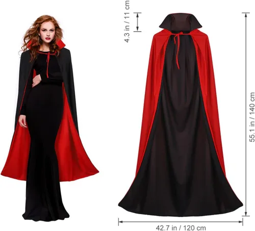 Vista 2 de Ciieeo Capa de vampiro de Halloween de 1.4M para mascarada, capa de vampiro genial, Como se muestra