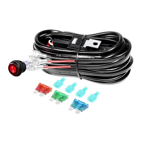 Vista 17 de RIGIDON Kit de mazo de cables de barra de luz LED, interruptor basculante de 12 V, 18 AWG, relé de alimentación, cable automotriz para barra de luz