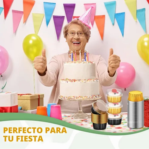 Vista 5 de 120 Pcs Moldes de Papel de Aluminio para Hornear Mini Moldes para Pasteles con Tapas 5 oz Forros para Cupcakes Moldes Desechables para Magdalenas