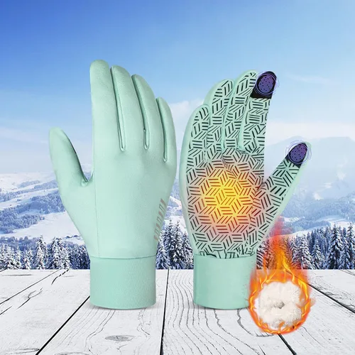 Vista 8 de Generic Guantes de invierno de lana para clima frío, impermeables, pantalla táctil, ciclismo, unisex, para adultos, rosa, ambidiestro, sin botones