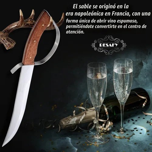Vista 5 de Resafy Sable de champán con caja de regalo - Abridor de espadas de cuchillo de champán