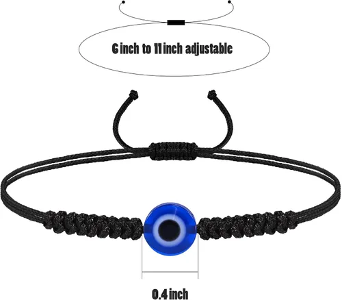 Vista 2 de VIBILIA Pulseras contra el mal de ojo para mujeres y hombres, hechas a mano, trenzadas, de buena suerte, cuerda de cuerda, hilo de amistad, cuerda