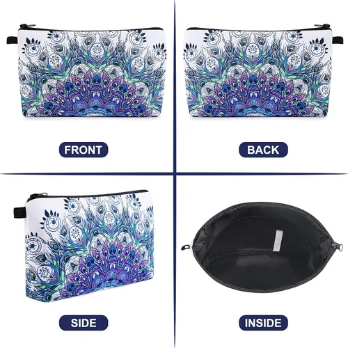 Vista 4 de MAGEFY Bolsa de maquillaje Bolsa de cosméticos, 2 paquetes azul, Lindo