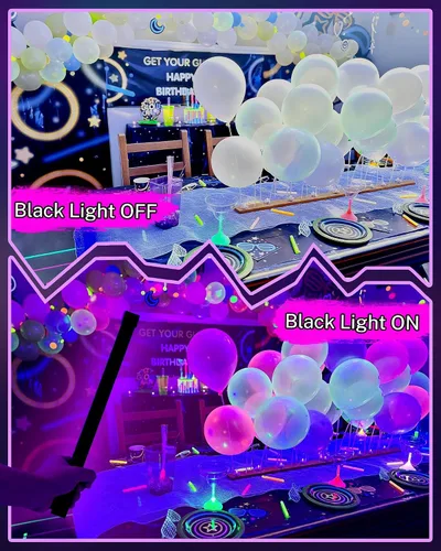 Vista 8 de Barra de luz negra recargable, 5000 mAh de gran capacidad, luces negras alimentadas por batería para fiesta brillante, suministros de fiesta de luz