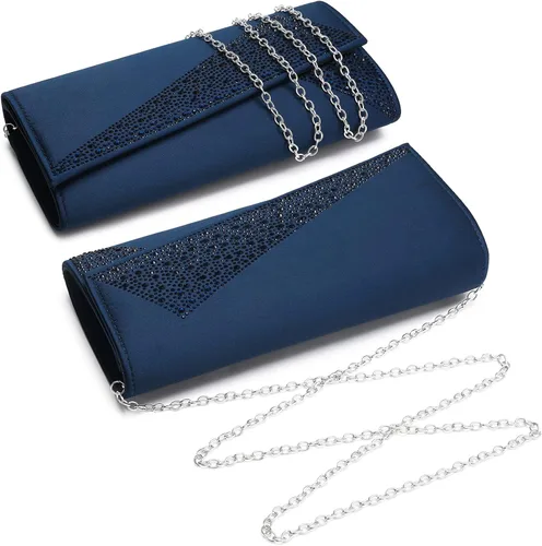 Vista 7 de Dasein Bolsos de noche de satén con diamantes de imitación para mujer, bolso de mano brillante con purpurina brillante para fiesta, boda, cóctel