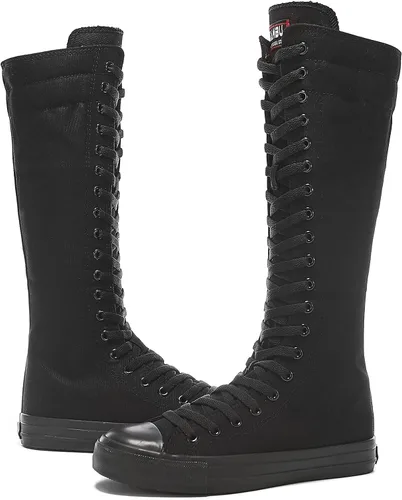 Vista 2 de Momuk - Botas de lona por arriba de la rodilla para mujer