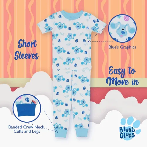 Vista 4 de Nickelodeon Paw Patrol Baby Shark Juego de pijama de algodón de 4 piezas Blue's Clues