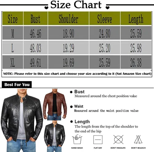 Vista 6 de RDEGOOCHA Chaqueta de cuero para motocicleta, para hombre, otoño, invierno, cuello alto, cremallera, chaqueta de manga larga, chaqueta de apuestas