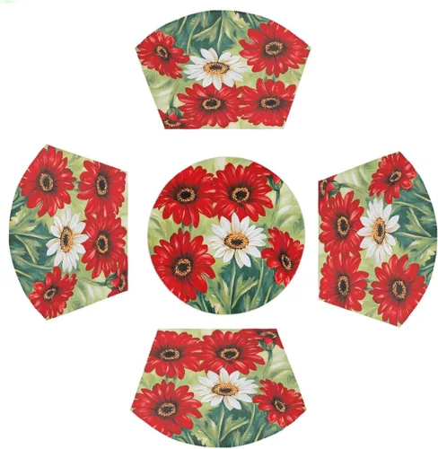 Vista 16 de Juego de 4 manteles individuales de cuña de otoño, hojas de calabaza de 4 manteles individuales de cuña y 1 mantel individual redondo. Resistente al
