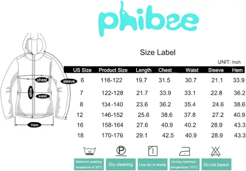 Vista 4 de PHIBEE - Chaqueta de esquí para niño grande, impermeable, transpirable.