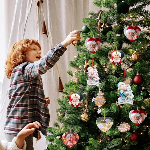 Vista 6 de Adornos Personalizados para la Primera Navidad del Bebé 2025 para Niños - Adornos de Bebé Adornos de Navidad Personalizados para Niños, Adornos Azul