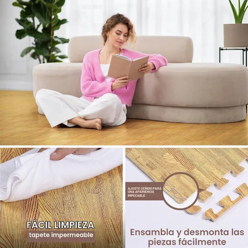 Vista 4 de Yes4All Alfombrillas Entrelazadas de EVA, Baldosas de Suelo tipo Rompecabezas, Acolchado de Suelo de Espuma con Borde para Muebles, Espacio