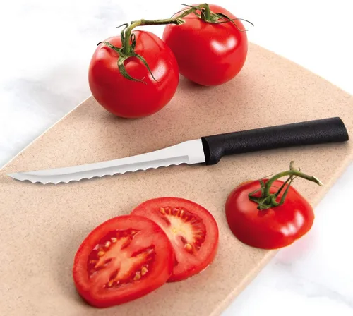 Vista 6 de Rada Cuchillo rebanador de tomate (W226), hoja dentada de acero inoxidable de 5 pulgadas, mango negro