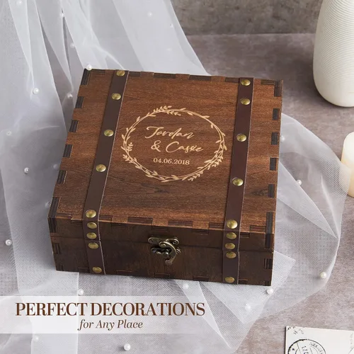 Vista 5 de AW BRIDAL Caja de recuerdo personalizada regalos del día de San Valentín para esposa caja de memoria de madera para baratijas fotos joyería regalos