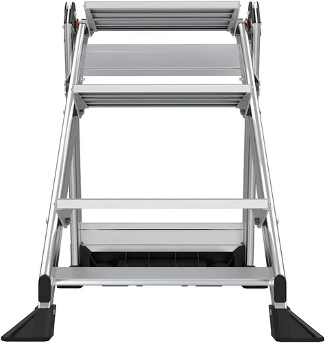 Vista 8 de Escaleras Little Giant Jumbo Step, taburete plegable de 3 pasos, 2.2 pies de aluminio, con plataforma, pasamanos y bandeja para herramientas