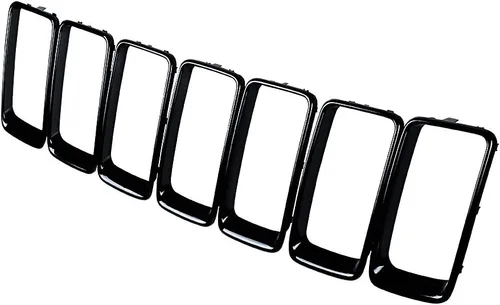 Vista 5 de 7 piezas de cubierta de rejilla frontal negra brillante compatible con modelos Jeep Grand Cherokee 2014-2016