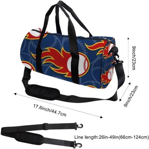 Vista 2 de Baseball Ball Blue Foldable Workout Bag For Men Women Oxford Tote Bags Adjustable Shoulder Strap, Convertible Carry Backpack Retro Gym Bag For