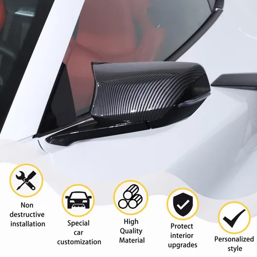 Vista 3 de Cubierta protectora de espejo retrovisor lateral compatible con Chevrolet Corvette C8 2020-2023, tapa de la cubierta del espejo retrovisor