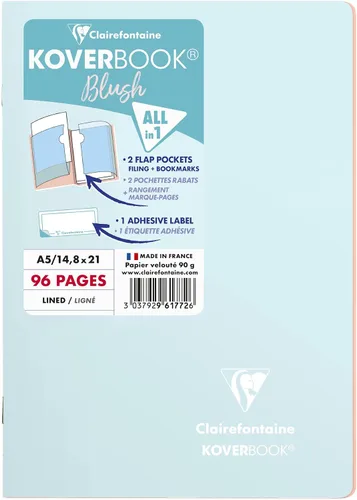 Vista 10 de Clairefontaine - Ref 961778C - Cuaderno con grapas Koverbook Blush (48 hojas) - Tamaño A5, regla rayada, papel de vitela cepillado de 3.17 oz/m²