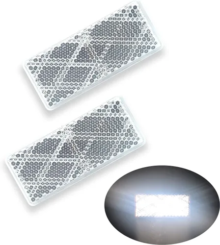 Vista 8 de E-Mark DOT 4A CCC 2 piezas de reflector rectangular autoadhesivo adhesivo para remolque, entrada de correo, buzón (ámbar)