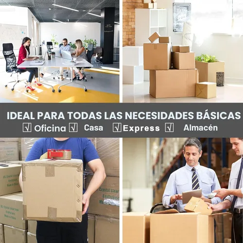 Vista 6 de BOMEI PACK Cinta de embalaje marrón con dispensador, 2.4 milímetros 1.88 pulgadas x 60 yardas, 6 rollos de recarga de cinta de embalaje