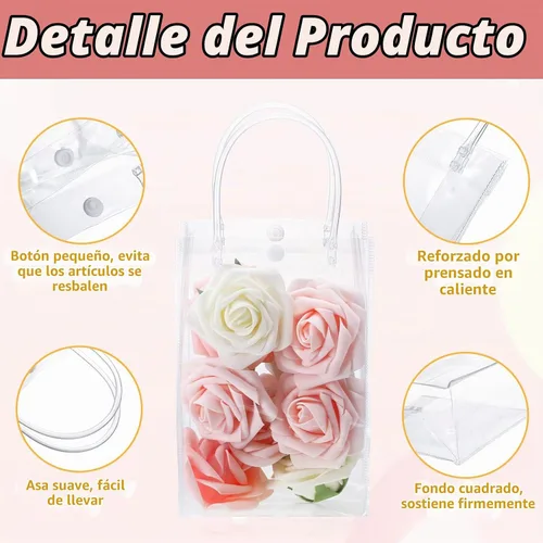 Vista 3 de Amylove 24 bolsas de regalo de plástico de PVC transparente con asa, bolsas de regalo reutilizables transparentes para compras, mercancías