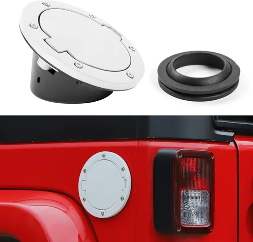 Vista 11 de JeCar Tapa de Combustible de Aluminio Cubierta de Puerta de Llenado para Jeep Wrangler 2007-2018 JK y Unlimited Accesorios (Negro)