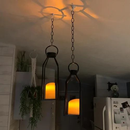 Vista 3 de Linternas de metal negro para velas, paquete de 2