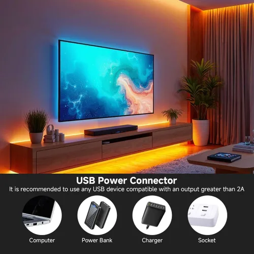 Vista 4 de COB CCT - Tira de luces LED de 6.56 pies, 5 V, USB, sintonizable, blanco, 2700K-6500K, tiras CCT regulables con control remoto RF, CRI90+ 0.394
