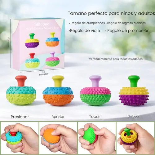 Vista 7 de Juguetes sensoriales de silicona para niños y adultos, 4 juguetes sensoriales para aliviar el estrés para autismo, TDAH, ansiedad, artilugios