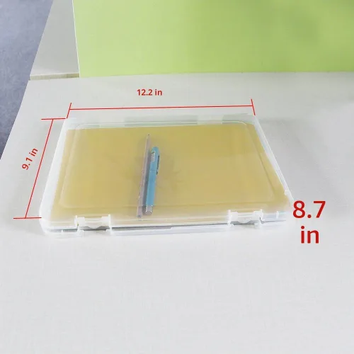 Vista 2 de Caja de archivos portátil A4, caja de plástico transparente, protector de papel para documentos, organizador de papel de escritorio, estuche