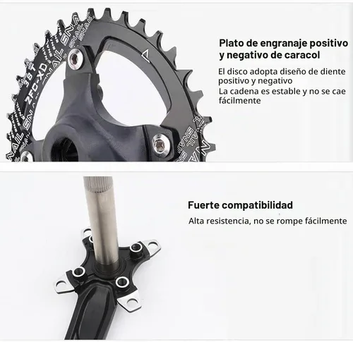 Vista 5 de Bielas para Bicicleta de Montaña Biela Integrada Hueca Modificada de Disco Único 32T 34 36T