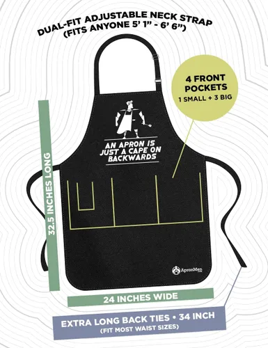 Vista 8 de ApronMen - Funny Apron For Men - BBQ Gifts for Men & Unique Gifts for Fathers - Mens Aprons for Grilling Un delantal es solo una capa