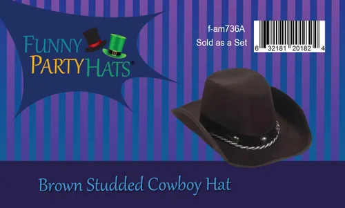 Vista 6 de Funny Party Hats Sombrero de vaquero de fieltro marrón para niños y bebés - Sombrero de fiesta occidental - Talla única, Marrón