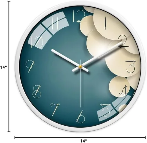 Vista 4 de Reloj de pared para decoración de dormitorio, reloj de pared moderno, marco de metal, cubierta de vidrio, número sin tictac, funciona