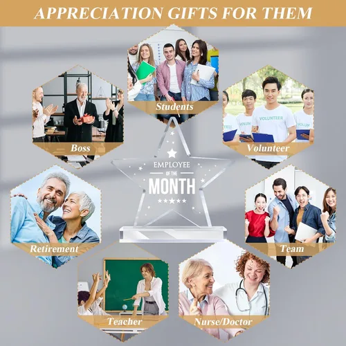 Vista 7 de Geetery 1 placa acrílica para el empleado del mes, regalo de agradecimiento para compañeros de trabajo, recuerdo de pisapapeles en el lugar