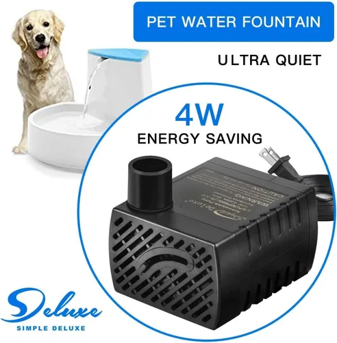 Vista 2 de Simple Deluxe 80 GPH Bomba de Agua Sumergible (300L/H, 3.6W), Bomba de Fuente Ultra Silenciosa con 2.6 pies, 2 Boquillas para Acuario, Piscina